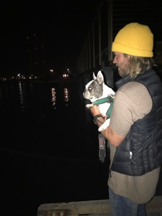 Looking for seals at nigh with Dad